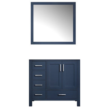 Lexora Home Jacques 36" Single Vanity with Mirror in Navy Blue