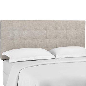 Modway Paisley Tufted King and California King Linen Fabric Headboard in Beige