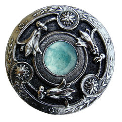 Inviting Home Inc. - Jeweled Lily Knob, Bright Nickel With Green Aventurine - Cabinet And Drawer Knobs