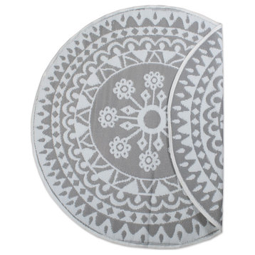 DII Gray Floral Outdoor Rug 5' Round