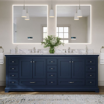 The Bendelow Bathroom Vanity, Blue, 84", Double Sink, Freestanding