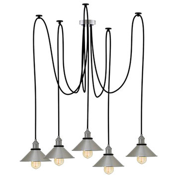 Black And Nickel Shade Swag Chandelier