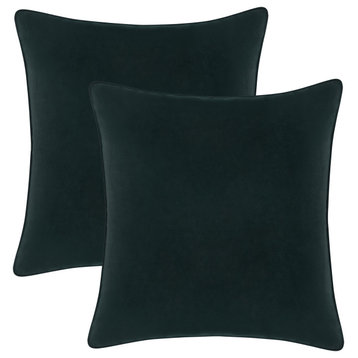 A1HC Soft Velvet Throw Pillow Covers Only, Set of 2, Dark Green, 22"x22"