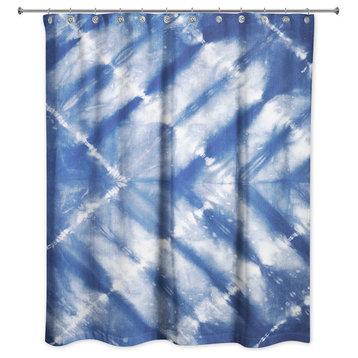 Blue Shibori Pattern 71x74 Shower Curtain