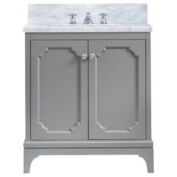 Queen 30 In. Marble Countertop Vanity in Cashmere Grey with Classic Faucet