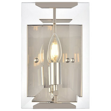 Transitional Polished Nickel 1-Light Wall Sconce
