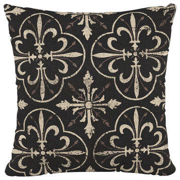 18" Decorative Pillow, Paris Tile Black
