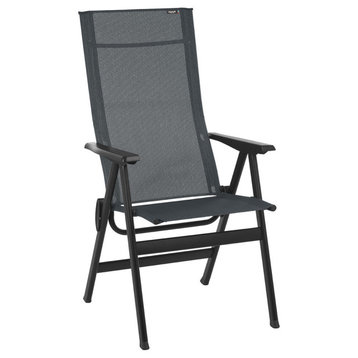 High-Back Chair - Black Steel Frame - Obsidian Duo Fabric