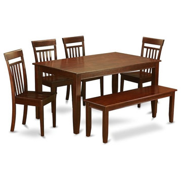 6-Piece Dining Room Set With Bench, Dinette Table And 4 Chairs And Bench