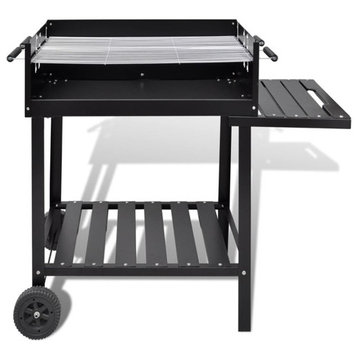 vidaXL BBQ Stand Charcoal Barbecue 2 Wheels Charcoal Barbecue Grill Smoker Bbq