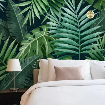 Tropical Natural Green Palm Leaves Wallpaper