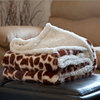 Animal Print Fleece Sherpa Blanket Throw, Giraffe