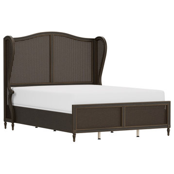 Hillsdale Sausalito Wood and Cane Wing Back Design Queen Bed