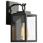LNC - LNC 11"H Modern 1-Light Black Outdoor Wall Sconce With Glass - Incorporate a flawless lighting experience that infuses your home with farmhouse charm with the 1-light black outdoor wall sconce. The elongated vintage frame with a handsome finish attaches to a curved, crafted arm and simple bar that anchors to a beveled rectangular backplate. The wall lantern's rustic design is ideal for any outdoor patio, portico, porch, or entryway in farmhouse, rustic, coastal, and traditional settings.It's time to breathe new life into the mundane every day with timeless and truly transformative lighting. Make your purchase today to begin your journey to a whole new lighting experience.