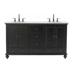 Newport 61 in. Vanity in Black with Granite Vanity Top in Gray with White Basin - Bathroom Vanities And Sink Consoles