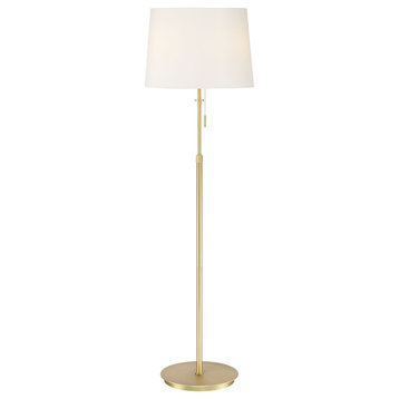 X3 1 Light Floor Lamp in Satin Brass And White
