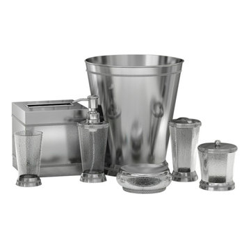 nu steel Regal 7Pc Set Bath Collection-Crackel Glass/Steel