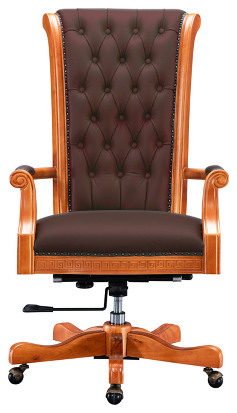 Genoa Wooden Brown Leather Executive Office Chair