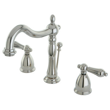 Kingston Brass Widespread Bathroom Faucet With Brass Pop-Up, Polished Nickel