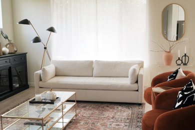 Inspiration for a contemporary living room remodel in Detroit