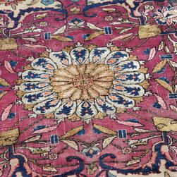 Restoration of this rare antique handmade silk and wool Persian carpet. - Floor Rugs