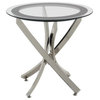 Bowery Hill Modern Metal Accent End Table with Glass Top in Chrome