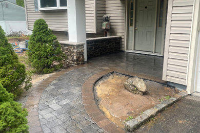 New stone sitting wall and pavers entry Berkeley Heights, NJ