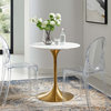 Gold White Lippa 28" Round Wood Dining Table