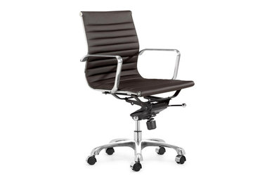 Modern L Ribbed Mid Back Management Office Chair