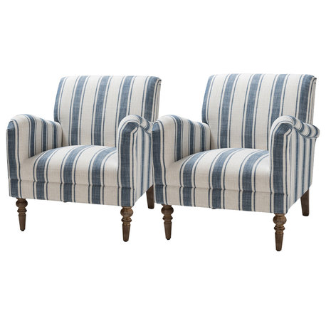 Stripe Armchair Set of 2, Navy