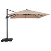 GDF Studio Sonoma Outdoor Canopy Umbrella With Solar Light Stip, Sand