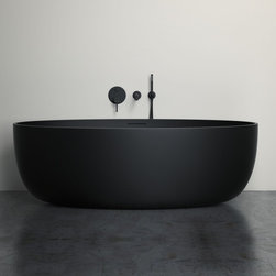 LUSSO STONE VETRINA BLACK STONE RESIN SOLID SURFACE FREESTANDING BATH 1700 - Products