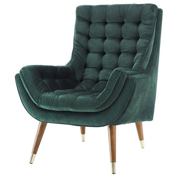 Modern Urban Living Tufted Accent Chair, Velvet Green