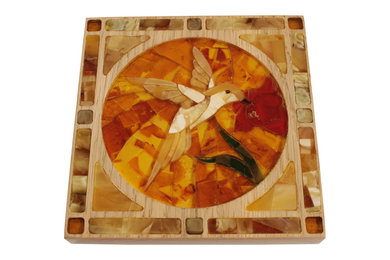 Mosaics made from natural Baltic amber