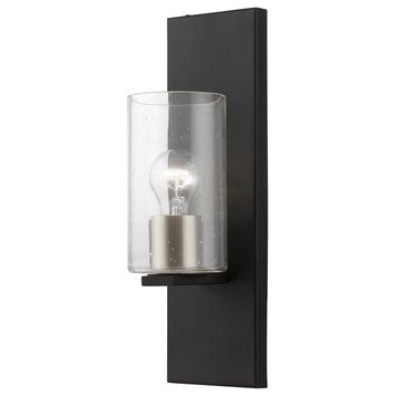 Zurich 1 Light Wall Sconce, Black with Brushed Nickel Accents