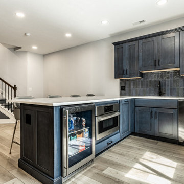 Modern Basement Remodel with Wet Bar, Game Area & Home Theater