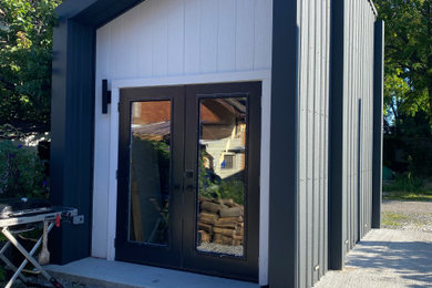 Inspiration for a small modern detached one-car garage workshop remodel in Toronto