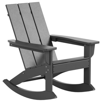 WestinTrends Modern Adirondack Outdoor Patio Rocking Chair, Porch Rocker, Gray