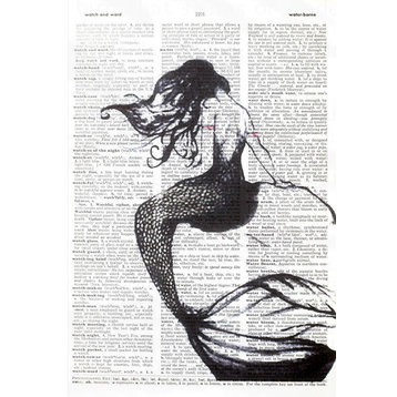 Art N Wordz Mermaid Back Original Dictionary Sheet Pop Art Print
