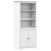 vidaXL Bookshelf Storage File Cabinet with Doors BODO White Solid Wood Pine