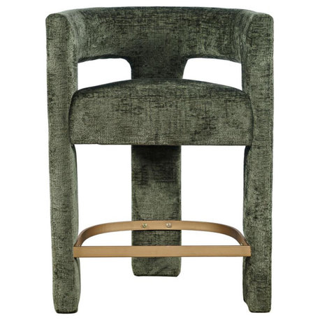 Gwen Modern Luxury Jacquard Fabric Upholstered Sculpture Counter Stool