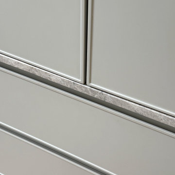Custom Joinery Detail with continuous Marble Benchtop