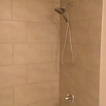 BATHROOM - 12" x 24" Gray Wall Tile / 5" x 24" Wood Plank Floor Tile