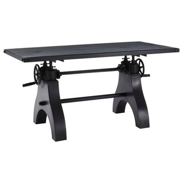 Modway 60" Adjustable Height Wood Dining Table/Computer Desk in Black