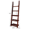 Eclectic Solid Wood 5 Open Shelf Leaning Ladder Bookcase