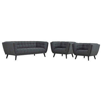 Bestow 3 Piece Upholstered Fabric Sofa and Armchair Set by Modway