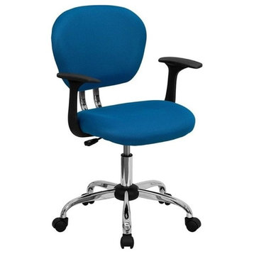 Scranton & Co Mid-Back Mesh Task Office Chair with Arms in Turquoise
