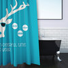 70"Wx73"L Cool Christmas Deer Shower Curtain, Turquoise