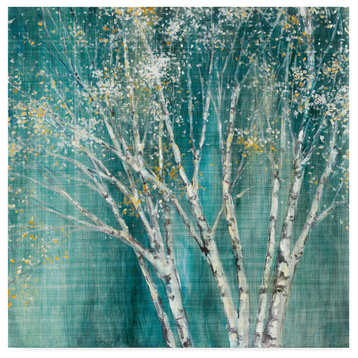 Julia Purinton 'Blue And Gold Birch' Canvas Art, 35"x35"