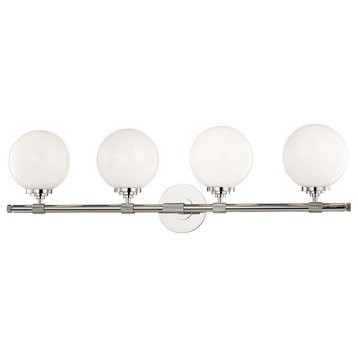 Four Light Bath Bracket - 32.75 Inches Wide by 10 Inches High-Polished Nickel